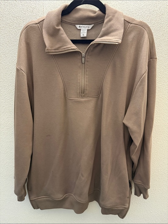 Athleta Tops - Athleta Quarter-Zip Sweatshirt in Taupe Brown